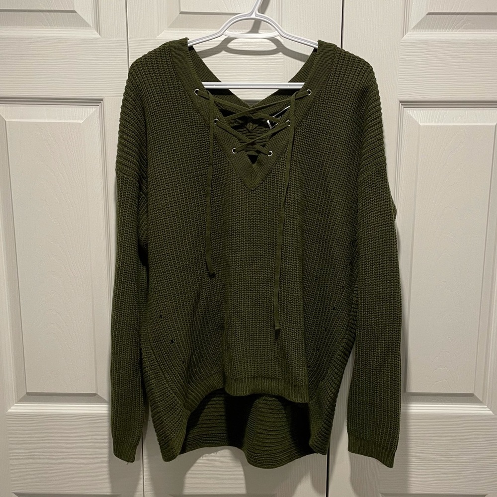 Reversible Cozy V-Neck Sweater - Green